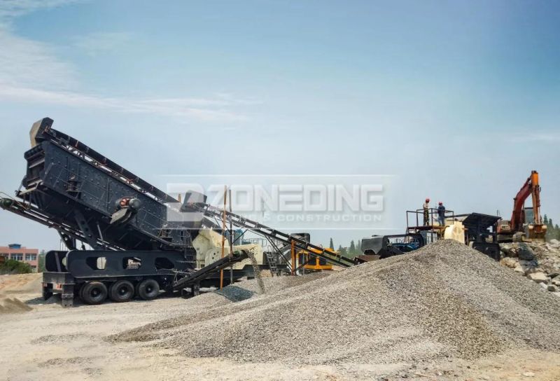 Combined Mobile Stone Impact Crusher Plant with Vibrating Screen for Limestone