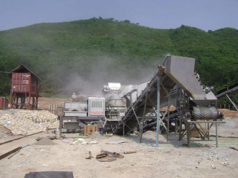 Long Serving Life Mineral Recycling Tyre Mobile Cone Crusher Station