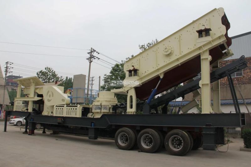 Rubber-Tyred Mobile Crusher Cone Station Granite Portable Crushing Line