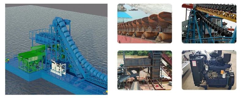 China Manufacturer Gold and Diamond Bucket Chain Dredger for Sale