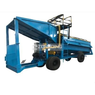 Diesel Engine Mobile Type Alluvial Gold Compost Sieve Trommel Washing Screen Machine