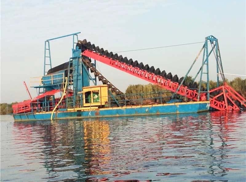 Gravity Separator Type Power Sluice Concentrator Gold Dredger River Sand Gold Mining Ship Chain Bucket Gold Diamond Mining Ship