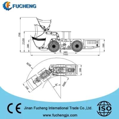 2 cbm wheel type underground LHD loader for mining with Deutz engine