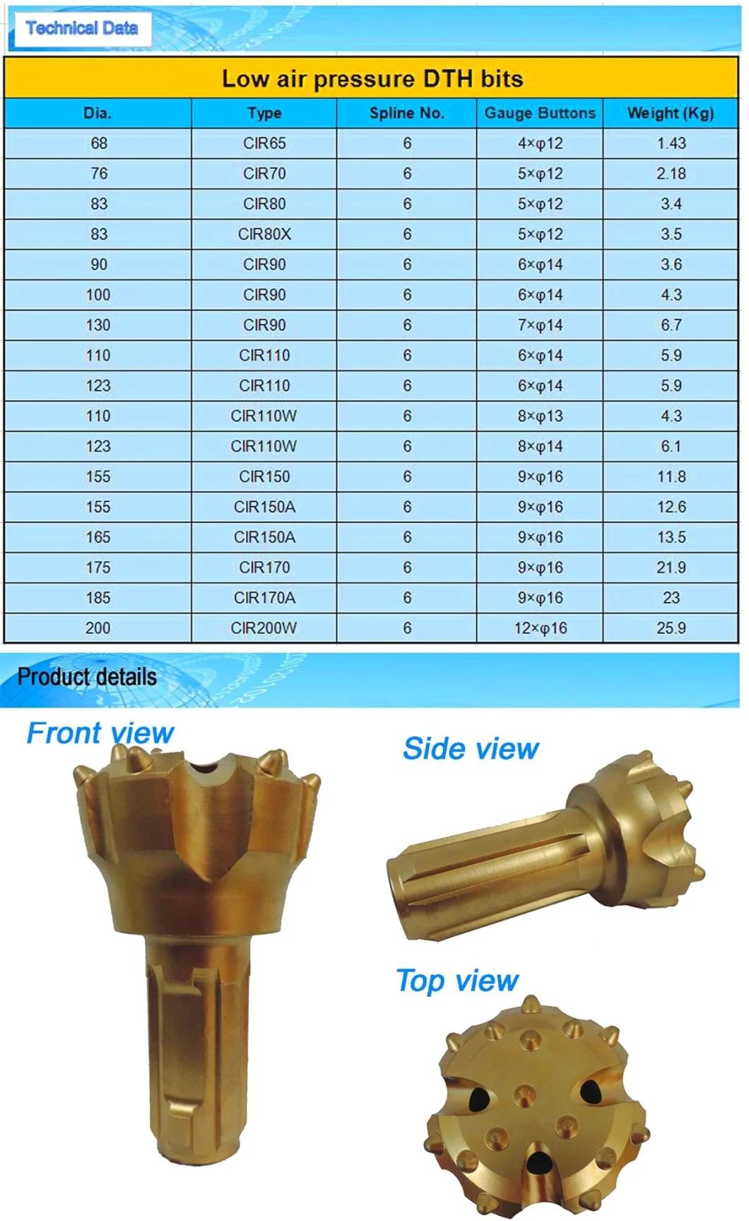 CIR90 100mm High Performance Down The Hole Low Air Pressure Button Bits