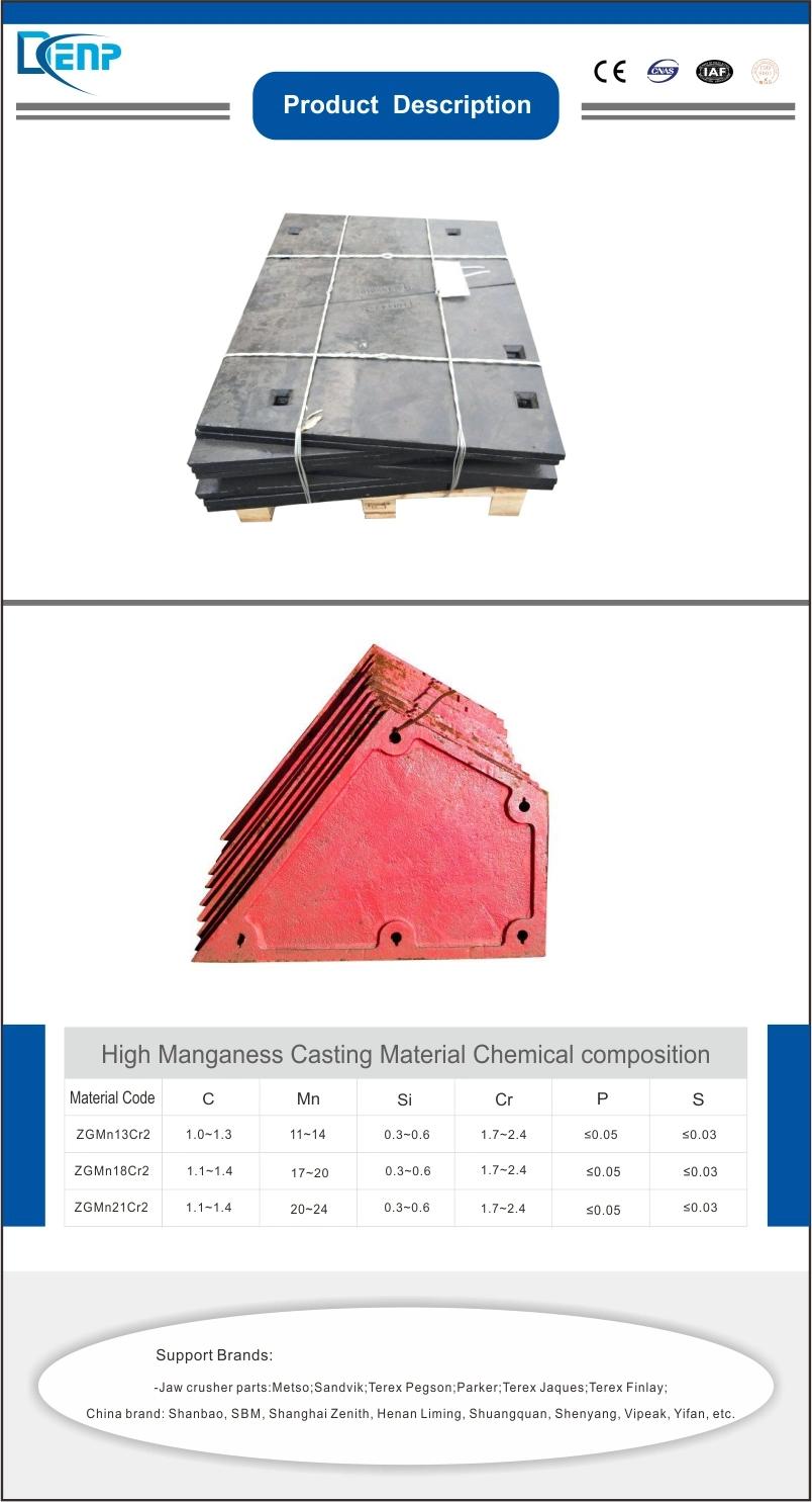 Jaw Crusher Spare Parts/Mn13cr2 Fixed/Swing Jaw Plate