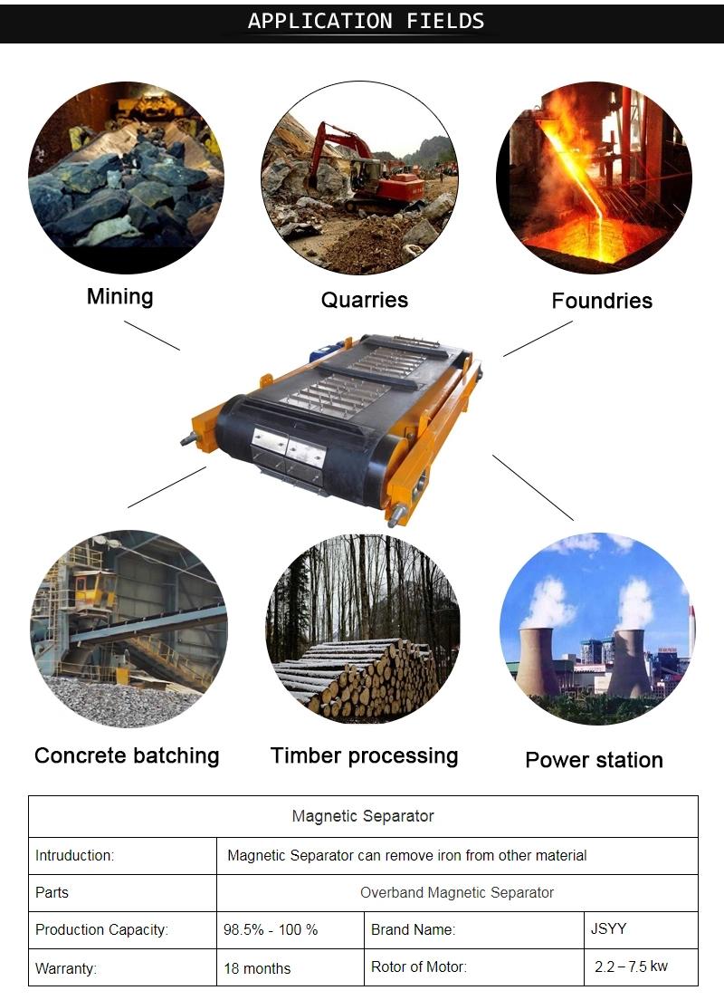 Cross-Belt Suspension Belt Self Cleaning Permanent Magnetic Iron Separator for Waste Recycling Machinery