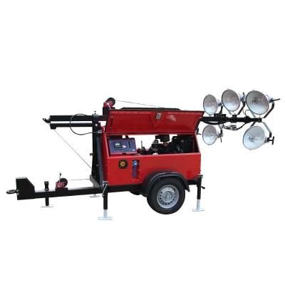 9 Meter Mast Light Tower 4000W Portable Manual Diesel Lighting Tower Generator