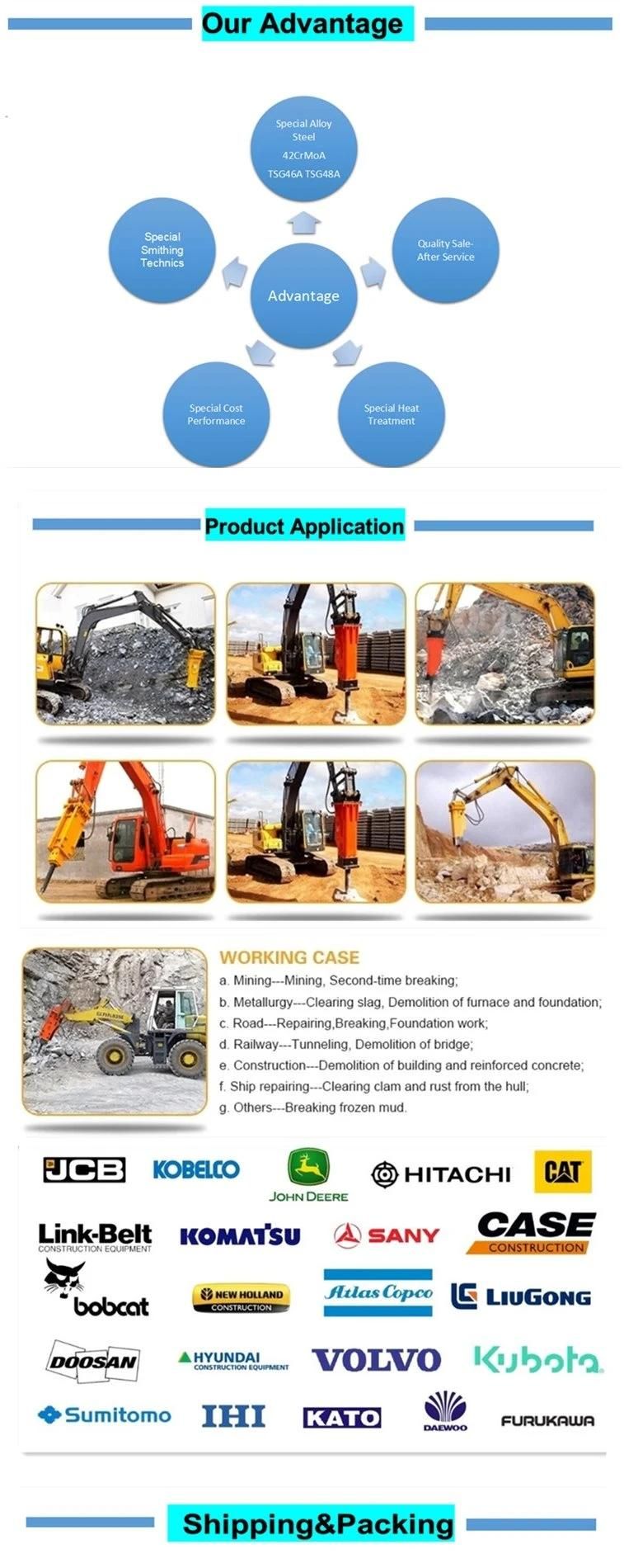 Various Brands Excavators Hydraulic Breaker Piston for Demolition Construction Mining with Durable