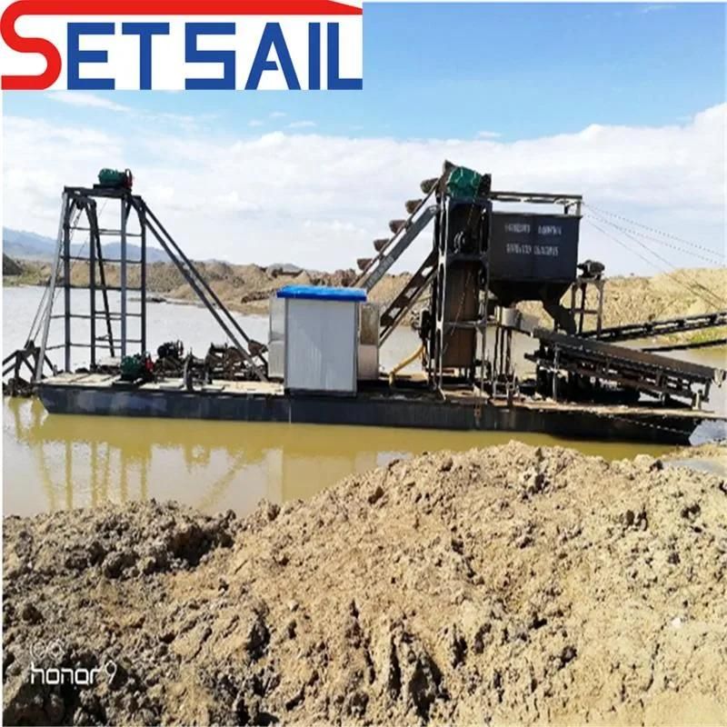 Chain Bucket River Gold and Diamond Mining Machinery with Agitation Chute