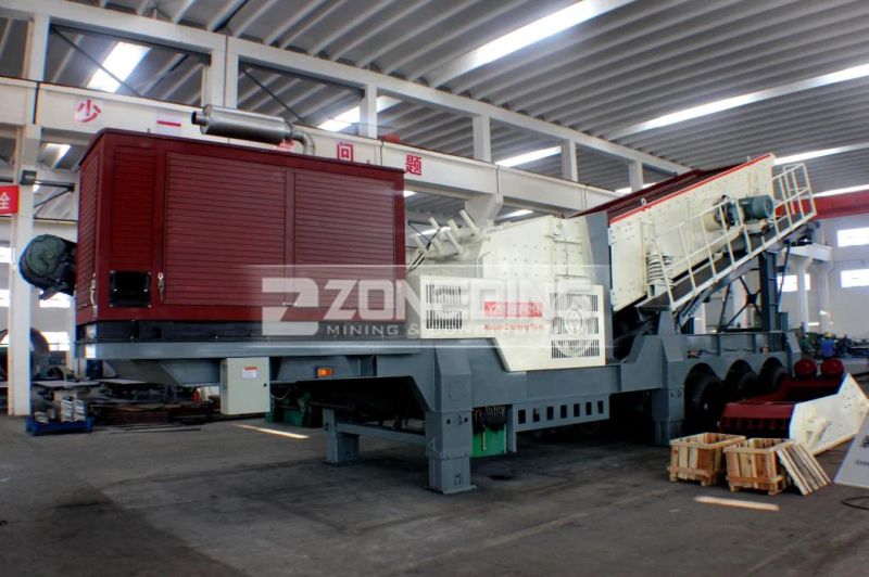 Wheel Mobile Crushing Station, Mobile Impact Stone Crusher with Vibrating Screen