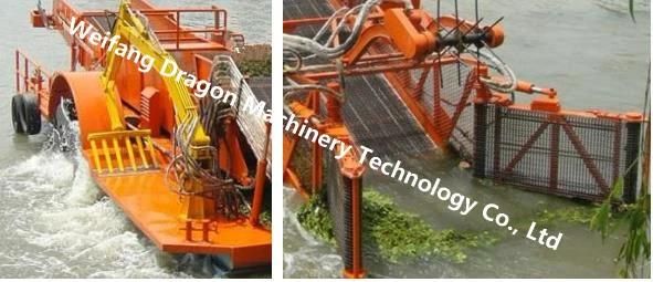 Full Automatic Hydraulic Operation Trash Salvage Aquatic Weed Harvester