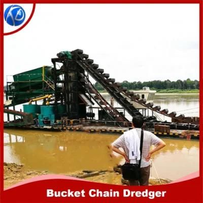 Benefication Gold Mining Equipment Gold Dredge Boat Bucket Chain Dredger Gold Dredger ...