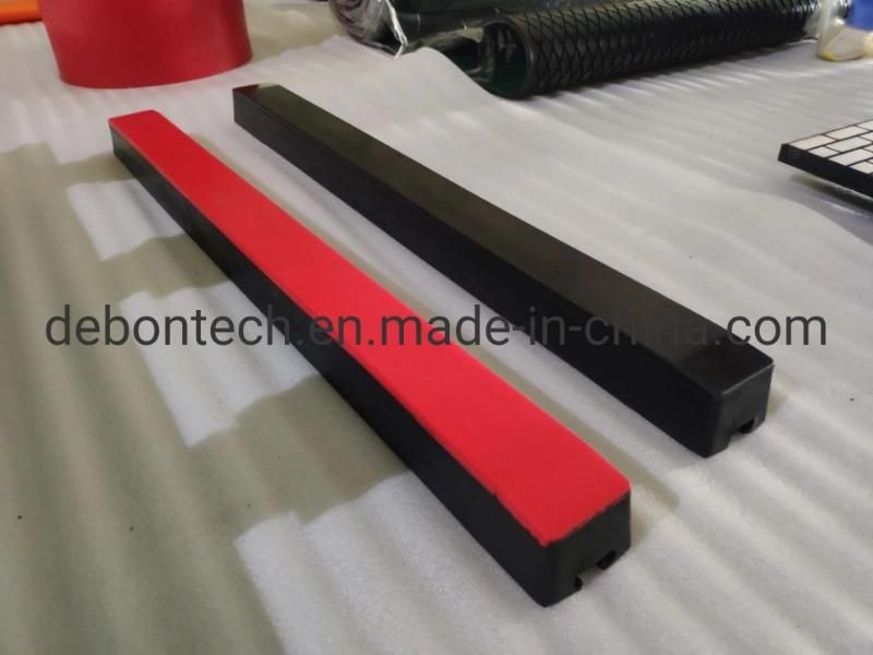 Red Rubber Aprons Conveyor Buffer Bed Impact Absorbing Material UHMW Cap Conveyor Impact Bar