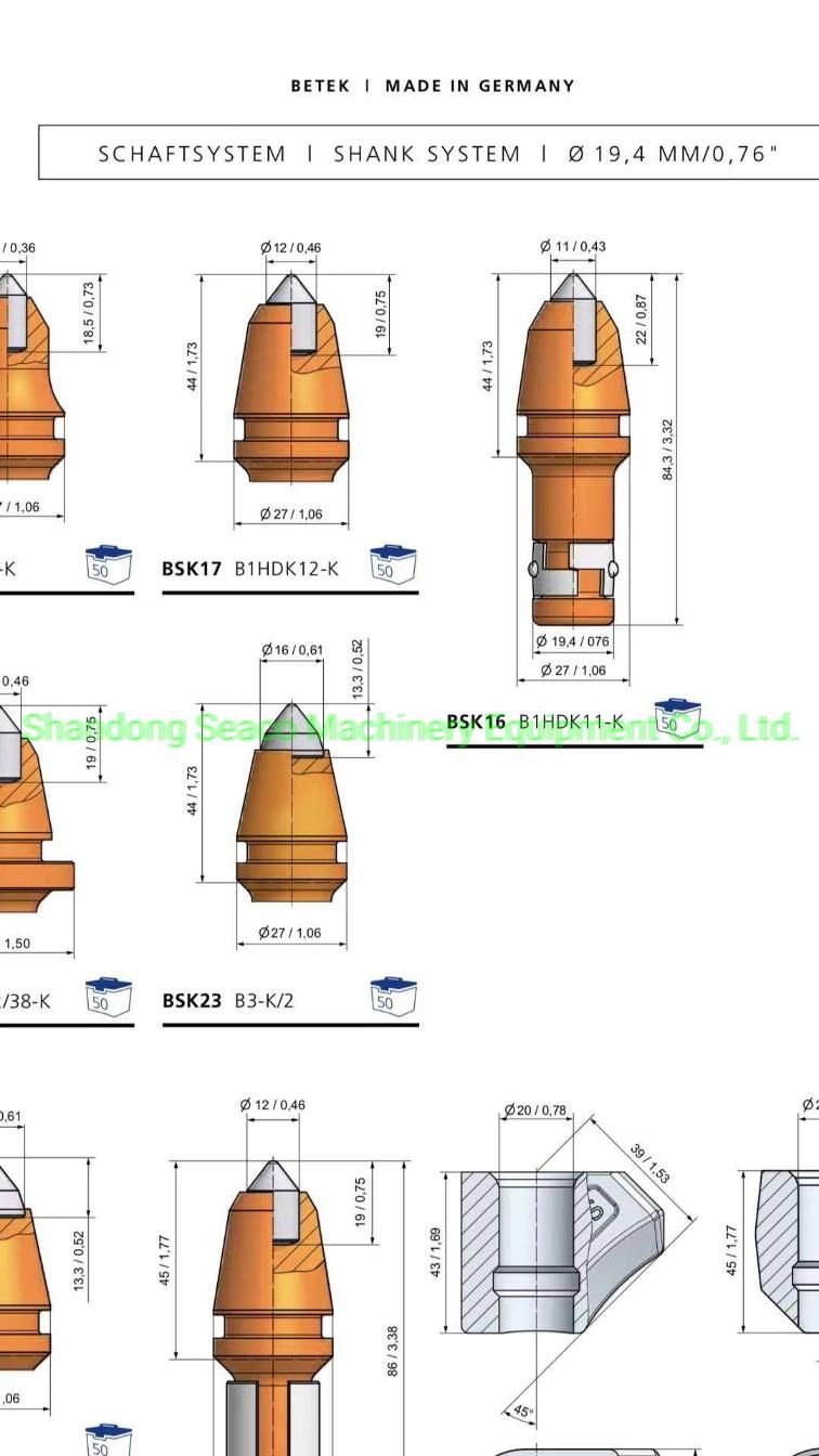 Br1 W6 W8 Foundation Drill Bits Drill Teeth with Cemented Tungsten Carbide Drill Teeth