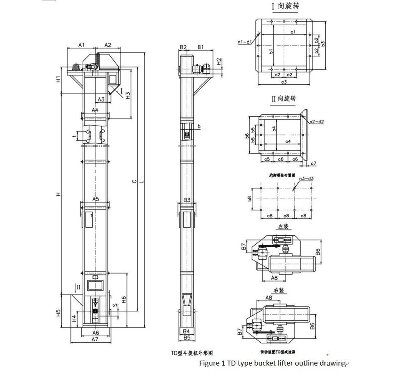 Customized 304 SUS Vertical Z Type Bucket Elevator Price