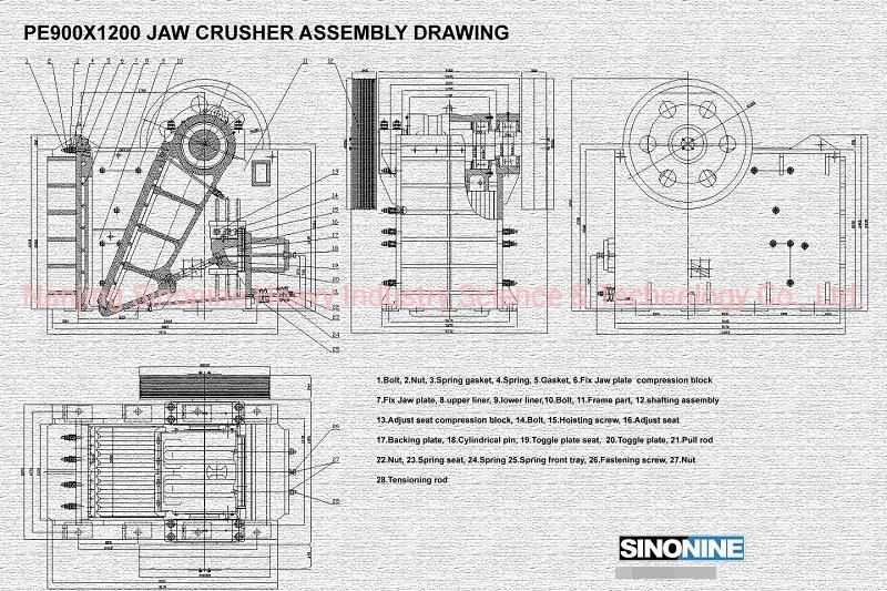 PE 900*1200 Jaw Crusher Cataloges of Rock From Manufactures