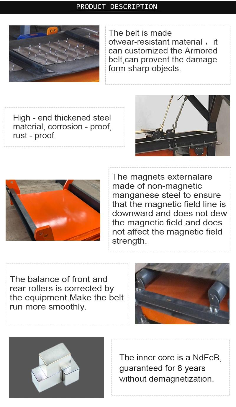 Neodymium Magnet Belt Conveyor Iron Remover, Metal Separation Process, Separator Type Mineral Magnetic Separator Machine