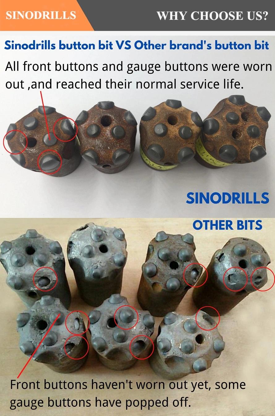 Sinodrills 7/11/12 Degree 36mm Rock Bit Taper Rock Drilling Button Bit