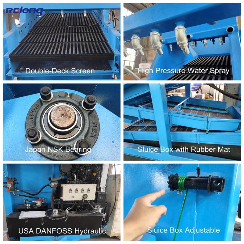 Small Portable Vibrating Screen Gold Wash Plant for Gold Mining with Sluice Box for Gold and Diamond