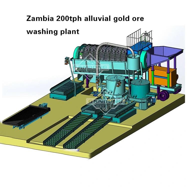 Alluvial Clay Placer Gold Washing Plant Rotary Scrubber Trommel Screen Centrifugal Concentrator Sluice Box