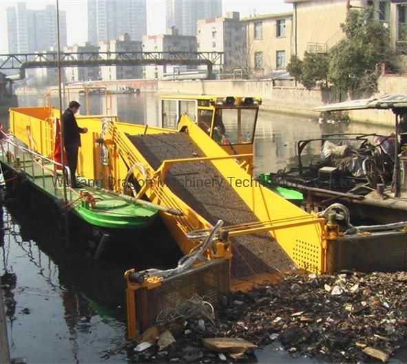 High Efficiency Aquatic Weed Harvester Water Plants Salvage Ship Rubbish Colleting Boat in River