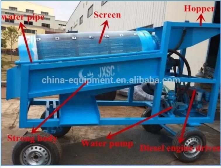 Jxsc Hot Sale Mobile Trommel Screen Roller Wash Plant for Coal and Gold Mining