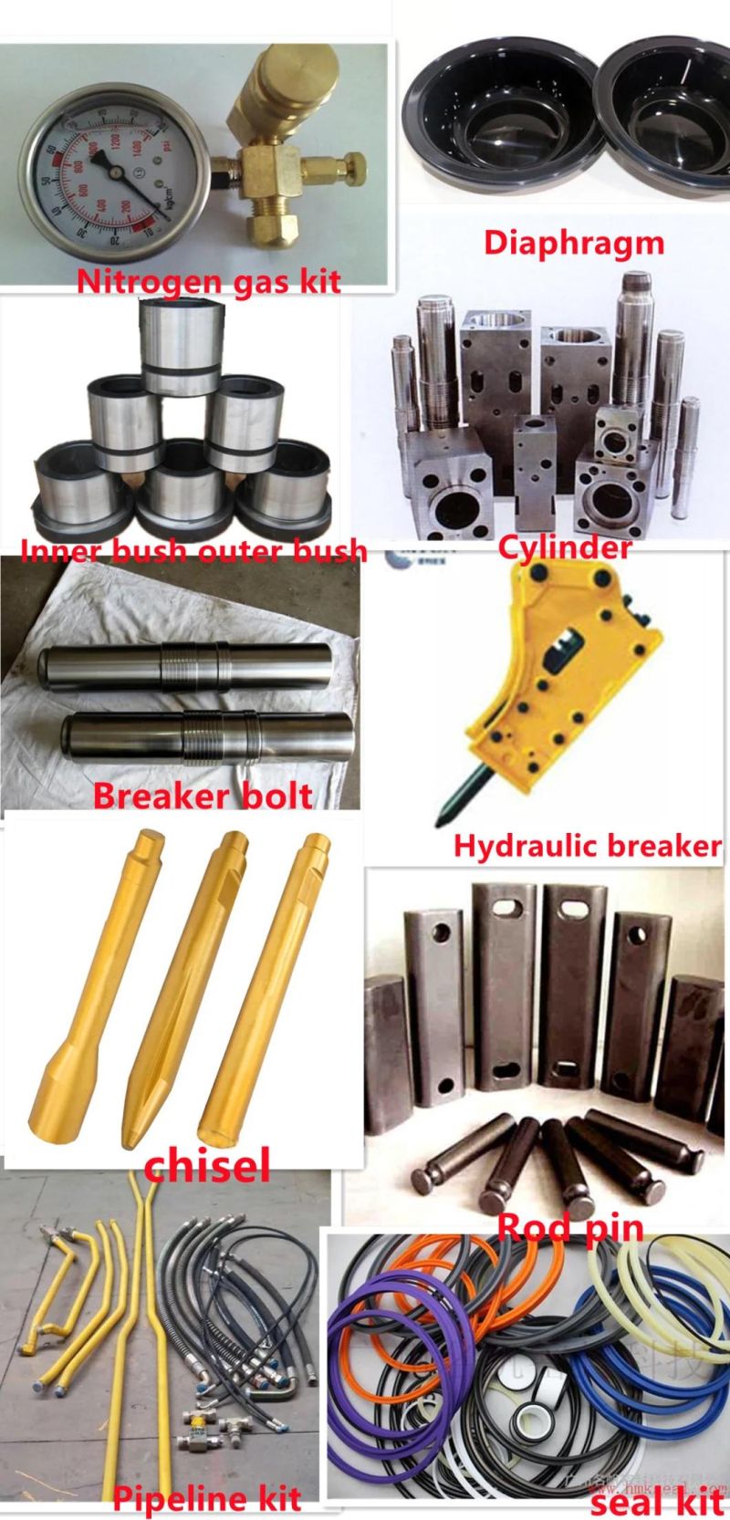 NPK Ht-Tech Henyak Okada Msb Edt Excavator Bolt Hydraulic Breaker Through Bolt Nut Side Bolt Nut with Stainless Materia High Precison