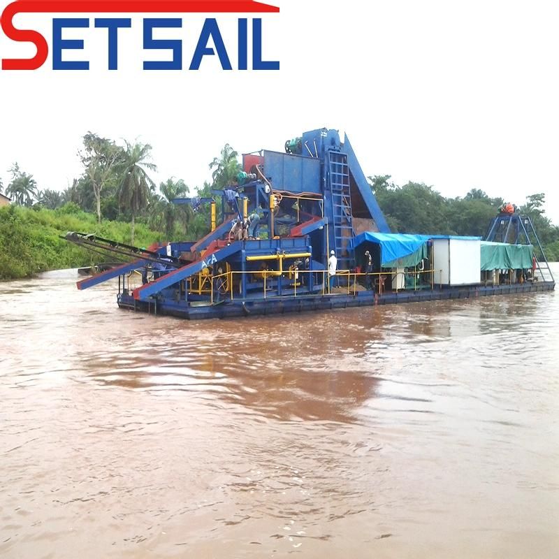 Low Operation Cost Bucket Chain Mining Dredger with Trommel Screen