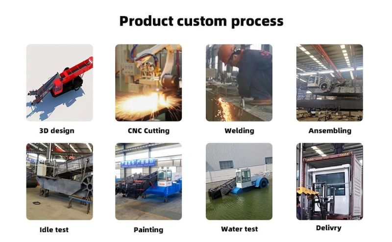 Automatic Lake Water Rubbish and Water Hyacinth Cutting Cleaning Boat Trash Skimmer Aquatic Weed Harvester