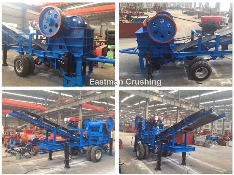 Rock Stone Gravel Mobile Portable Jaw Crusher for Limestone/Granite/Riverstone/Basalt Quarry Crushing and Mining