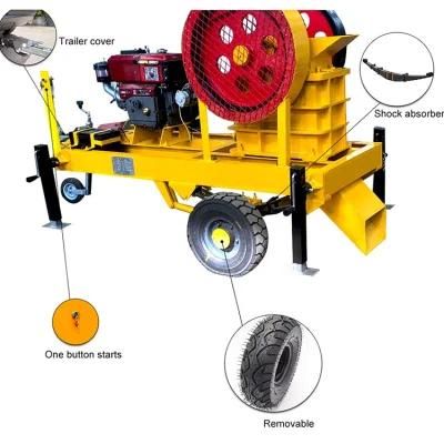 mobile Mini Stone Jaw Crusher PE 150*250 with Diese Engine