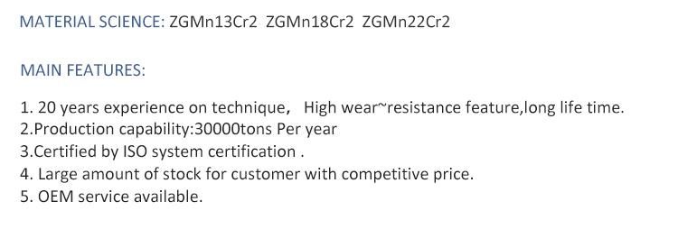 Telsmith Terex Trio Symons Cone Crusher High Manganese Steel Casting Mantle Liner Concave Bowl Liner Wear Parts