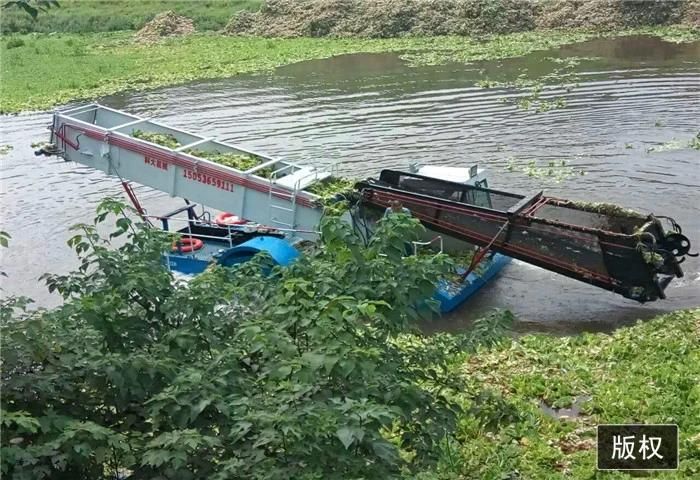 Trash Skimmer Water Clean Machine in Lake River Dam Aquatic Weed Harvester