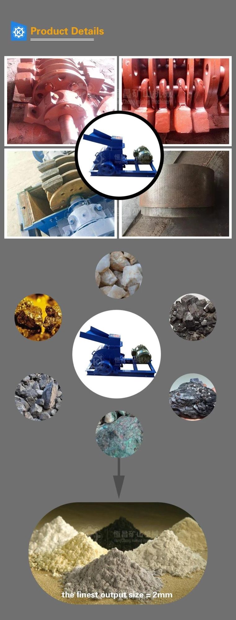 Diesel Powered Rock Crusher Hammer Mill Crushing and Grinding Gold Ore