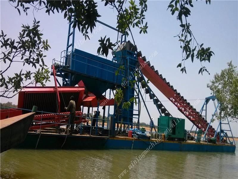 River Gold Mining Chain Bucket Gold Dredging Ship