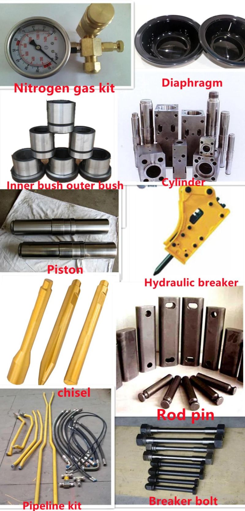 Seal Kit for Excavator Hydraulic Breaker Cylinder Piston Bush