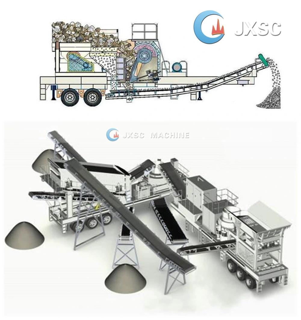 China Top Ten Trailer Truck Mounted Stone Jaw Crushing Rock Tyre Mobile Crusher Plant