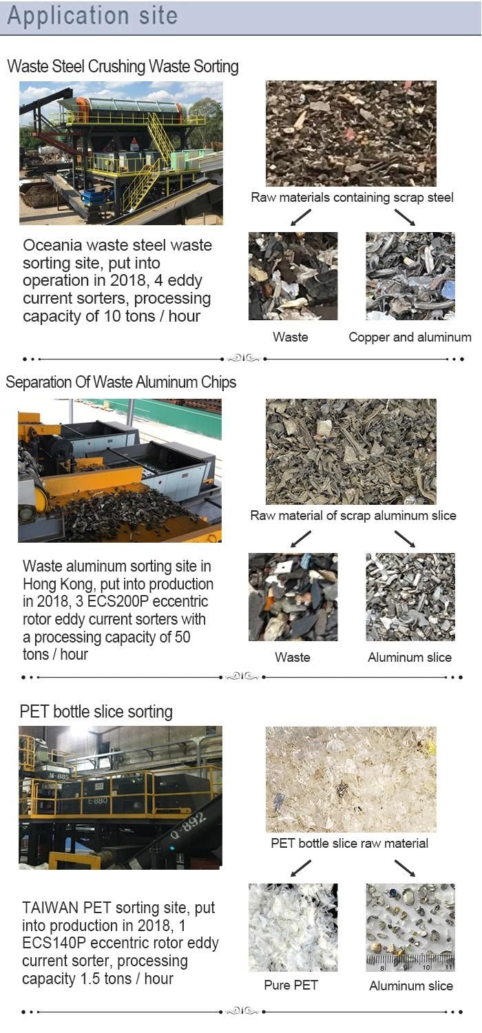 Non Ferrous Metal Separator Foucault Pet Flakes Separator Iron From Pet Recycling