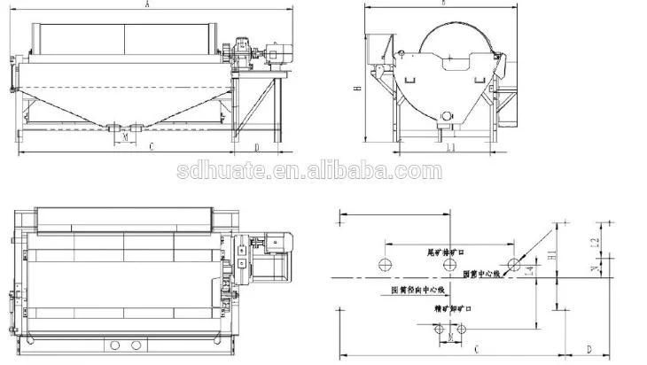 Industrial Tantalite Concentration Machine High Gradient Coal Mining Wet Permanent Magnet Drum Magnetic Separator