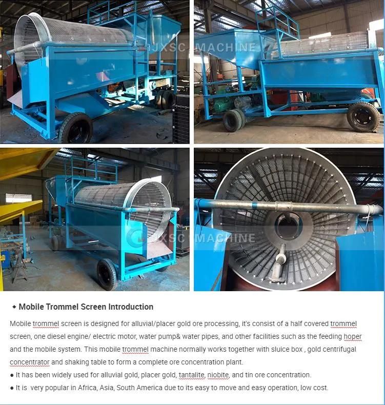 Small Scale 5-10tons Gold Ore Processing Plant Gold Washing Machine Trommel Screen for Ghana Placer Gold Mining Plant
