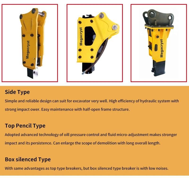 Medium and Heavy Hydraulic Silence Breakers Excavator Concrete Jack Hammers Hot Sale in America