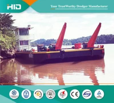 Reliable China Excavator Deck Pontoon Barges with Spuds for Supporting Equipment ...