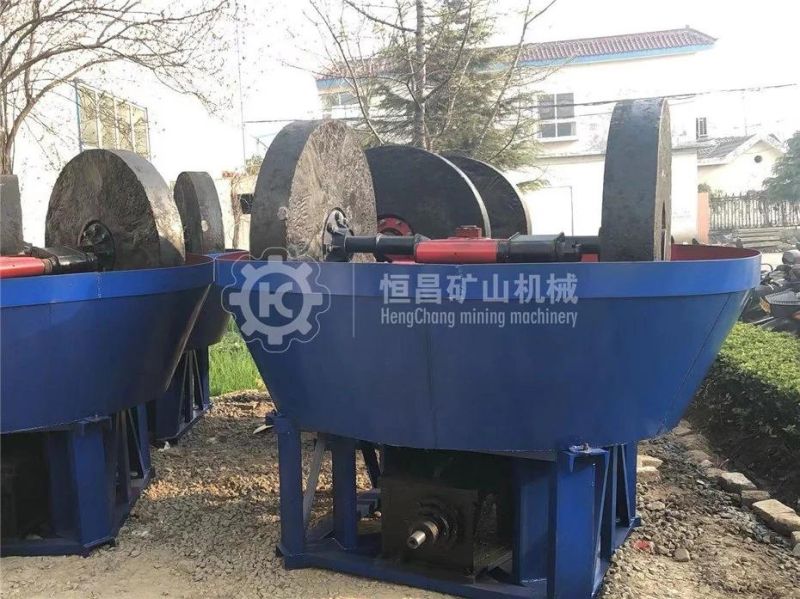 China Gold Mining Machine Double Roller Gold Grinding Wet Pan Mill Mixer and Water Pan Mill