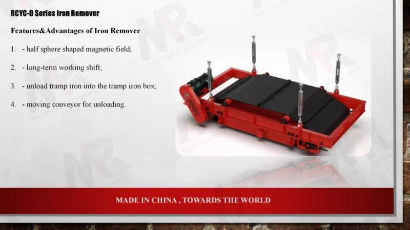 Mining Machine Permanent Rcyd Series Magnetic Separator Self Cleaning Iron Remover with High Capacity