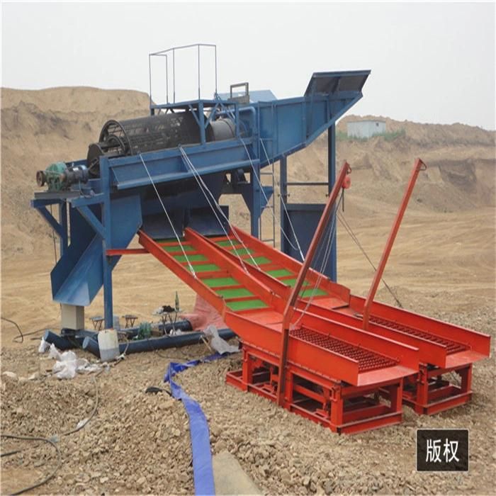 Patent 100-150t/H Mobile Alluvial Gold Sluice Trommel with Grass Carpet