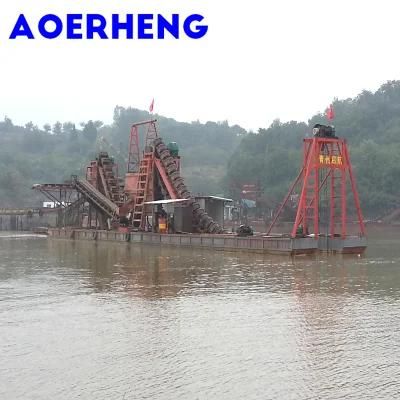 Chain Bucket Gold and Diamond Mining Dredger Used in River