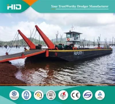Reliable China Excavator Deck Pontoon Barges with Spuds for Supporting ...