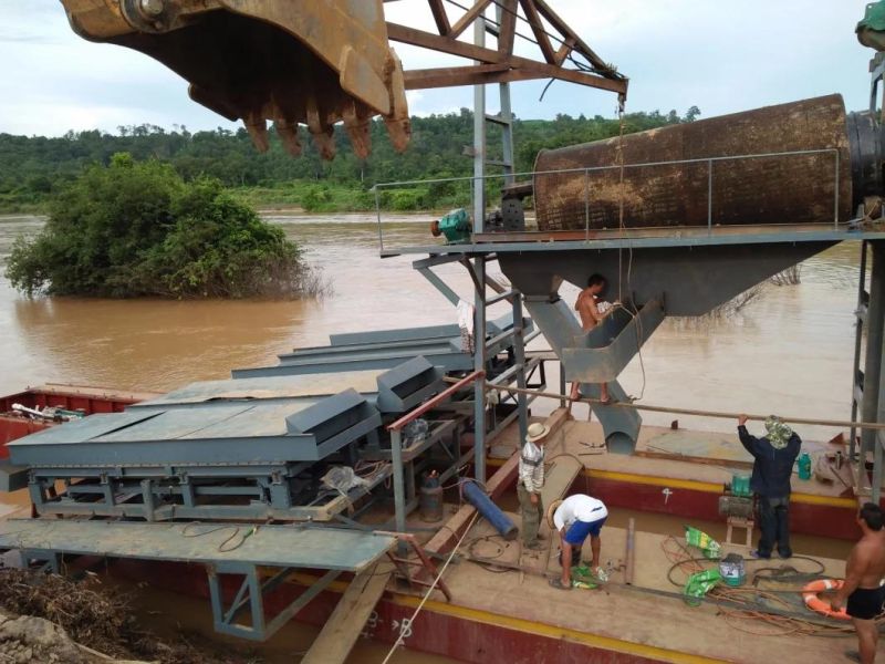 River Gold Mining Chain Bucket Gold Dredging Ship