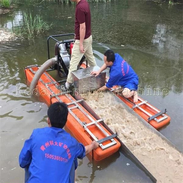 Chinese Mini Gold Dredger in Small Shallow River Stream