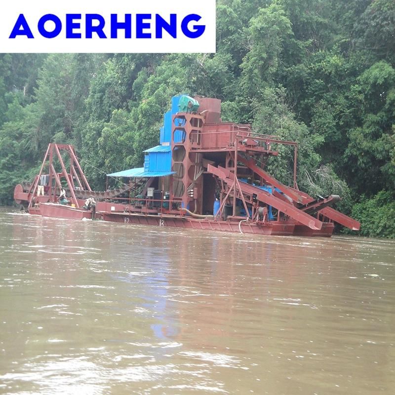 Diesel Engine Generator Chain Bucket Mining Dredger for River Gold